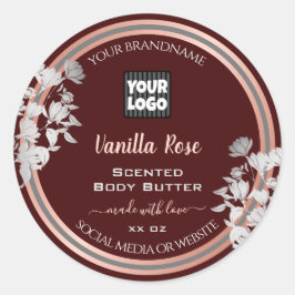 Etiquetas de produto Floral - Borgonha e logotipo