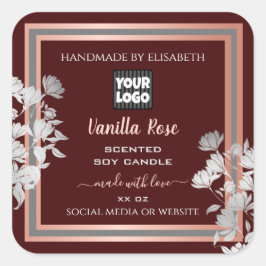 Etiquetas de produto Floral - Borgonha e logotipo