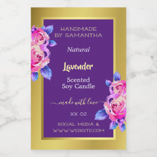 Etiquetas de produto floral Douradas Velas roxas B