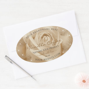 Etiquetas de Produto Floral Folhas de Rosa castanh