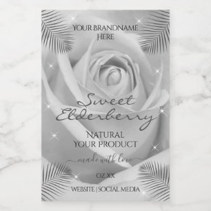 Etiquetas de Produto Floral Folhas de Rosa de Cinz