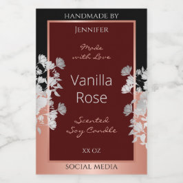 Etiquetas de produto Floral preto e Rosa Dourado