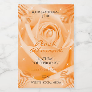 Etiquetas de Produto Floral Rosa Laranja com Folha
