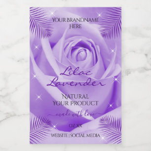 Etiquetas de produto floral Rosa púrpura com folh