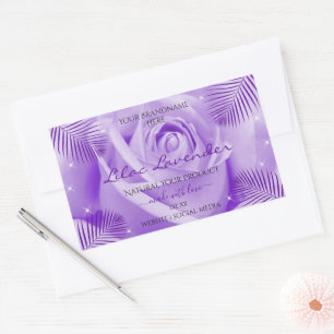 Etiquetas de produto floral Rosa púrpura com folha