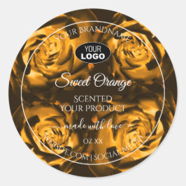 Etiquetas de produto Floral Rosas laranja castanho