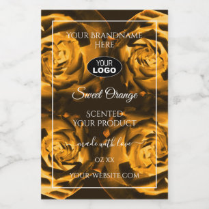 Etiquetas de produto Floral Rosas laranja castanho