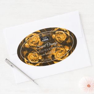 Etiquetas de produto Floral Rosas laranja castanho