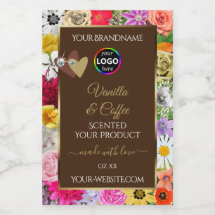 Etiquetas de Produto Marrons Flores Coloridas Logo
