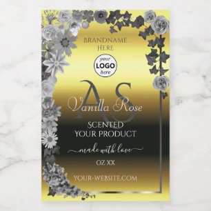 Etiquetas de Produto Prata Dourado Floral Logotipo
