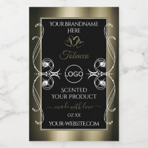Etiquetas de produto preto de platina luxuosa com 