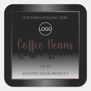 Etiquetas de produto preto e branco Logotipo de qu