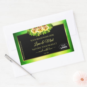 Etiquetas de produto preto verde marble Rosas com