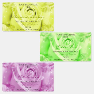 Etiquetas de Produto Rosa Floral Amarelo Verde e R