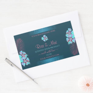 Etiquetas De Produto Teal Floral Folhas De Palma R