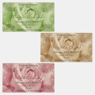 Etiquetas de produto verde-castanho vermelho-claro