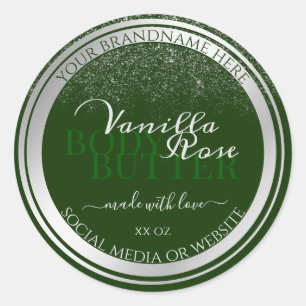 Etiquetas de produto verde e prateado, muito elega