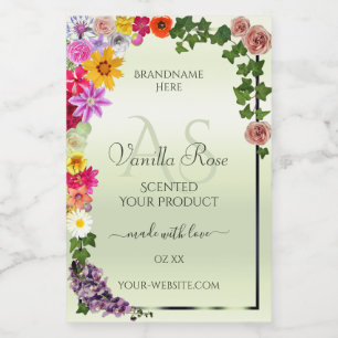 Etiquetas de Produto Verde Pastel Floral com Inici