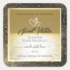 Etiquetas de produtos Douradas e coloridas para o