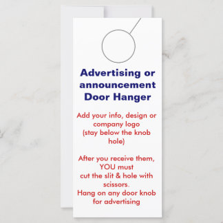Etiquetas de promoção de DOOR HANGER de publicidad