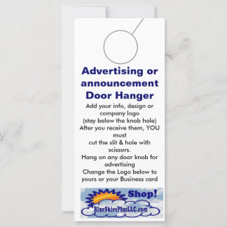 Etiquetas de promoção de DOOR HANGER de publicidad