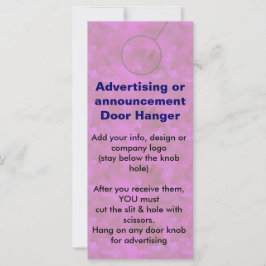 Etiquetas de promoção PINK Advertising DOOR HANGER