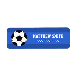 Etiquetas de propriedade do futebol - azul