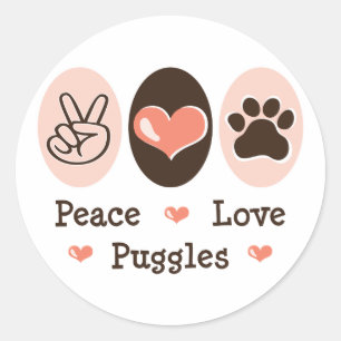 Etiquetas de Puggles do amor da paz