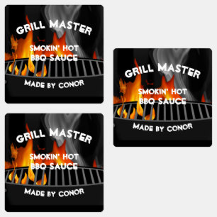 Etiquetas de Quadrado Quente de Molho de Grill do