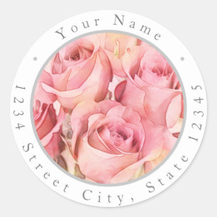 Etiquetas de Rosas de Aquarela Rosa Pêssego
