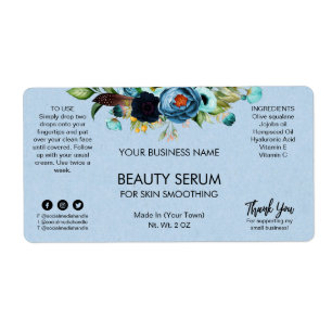 Etiquetas de Serum com Efeito de Papel Azul Kraft
