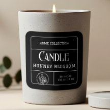 Etiquetas de velas brancas e pretas minimalistas