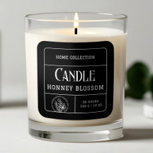 Etiquetas de velas brancas e pretas minimalistas