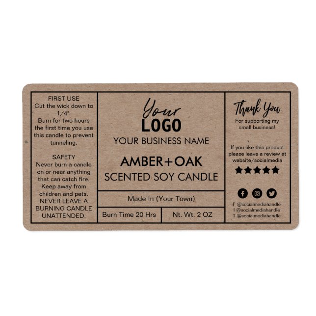 Etiquetas de velas de soja profissional (Frente)