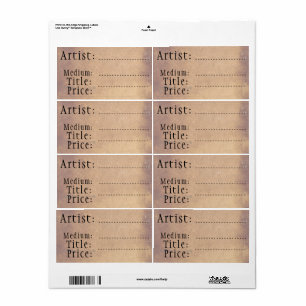 Etiquetas de venda de arte e Artesanato antigas, V