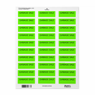 Etiquetas de Venda de Garagem Personalizada da Org