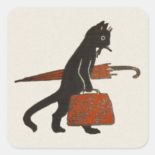 Etiquetas de viagem do gato preto do vintage