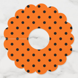 Etiquetas De Vidro De Papel Laranja/Bolinhas Preta