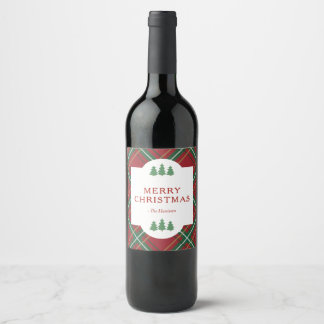 Etiquetas de Vinho de Árvore de Natal Xadrez Verme