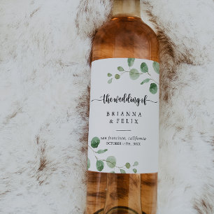 Etiquetas De Vinho De Casamento De Eucalyptus Verd