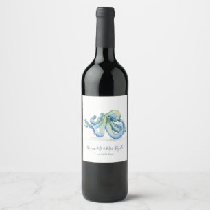Etiquetas de Vinho de Casamento de Praia Octopus A