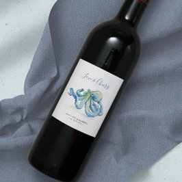 Etiquetas de Vinho de Casamento de Praia Octopus A