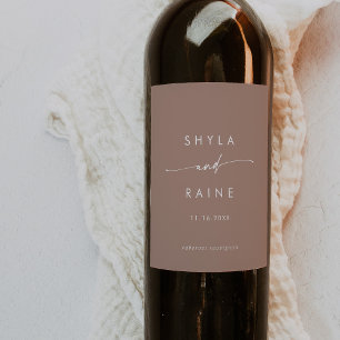 Etiquetas De Vinho De Casamento De Taupe Neutral B