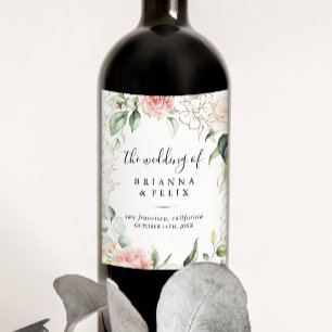 Etiquetas De Vinho De Casamento Floral De Folhagem