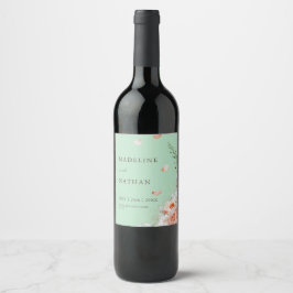 Etiquetas De Vinho De Casamento Floral De Mint Gre