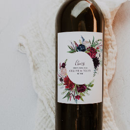 Etiquetas de Vinho de Casamento Floral do Marinho