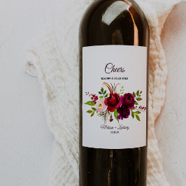 Etiquetas De Vinho De Casamento Floral Simples Da