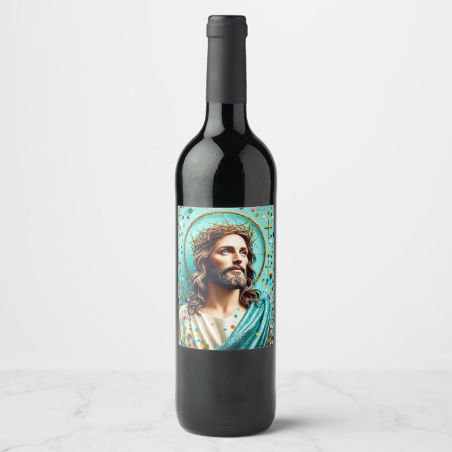 Etiquetas de vinho de Jesus Turquesa! (Frente)