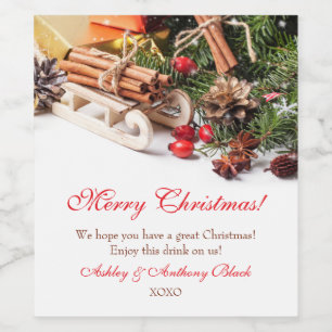 Etiquetas de Vinho de Natal Personalizadas Decor