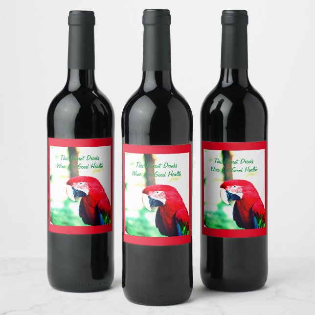 Etiquetas de vinho de papagaio vermelho (Garrafas)